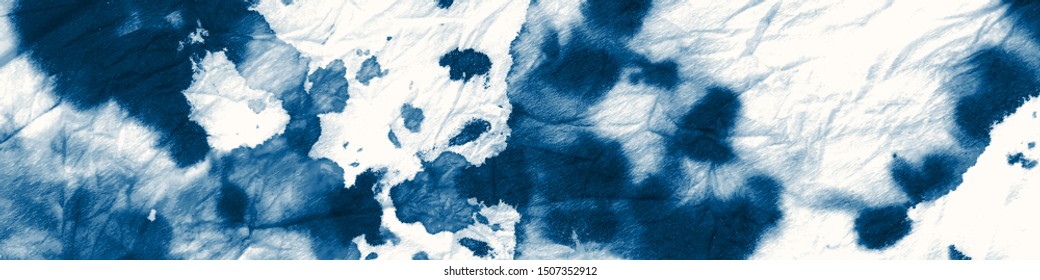 Blue Dirty Art Background. Watercolor Fabric. Free Hand Batik. Indigo Brush Art. Navy Tie Dye Poster. Distressed Silk.  Indigo Stylish Aquarelle. Indigo Tie Dyed Print.