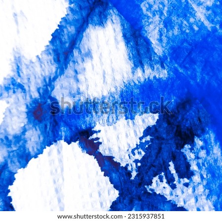 Blue Dirty Art Painting. Dirty Art Background. Watercolor Print. Aquarelle Texture. Bright Tie Dye Grange. Wet Art Print. Splash Banner. Deep Blue  Brushed Banner. Tie Dye Patchwork. White