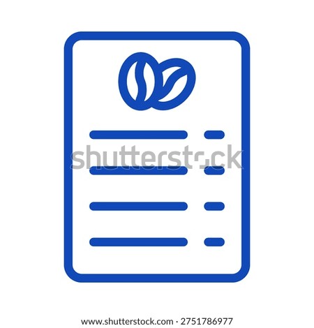 A blue document icon featuring a coffee bean symbol at the top, representing a coffee-related report or document. The icon has a clean, minimalist design with horizontal lines indicating sections or content within the document. The use of blue suggests professionalism and trustworthiness.