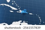 Blue Dominican Republic 3d map with pointer pin surrounded with other countries in white. Europe political map with borders. 3d render illustration. 3D Illustration