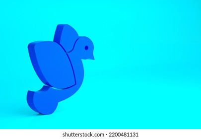 Blue Dove Icon Isolated On Blue Background. Minimalism Concept. 3d Illustration 3D Render.