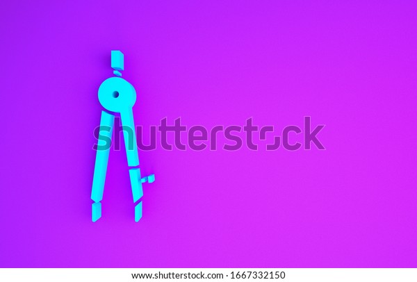 Blue Drawing compass\
icon isolated on purple background. Compasses sign. Drawing and\
educational tools. Geometric instrument. Minimalism concept. 3d\
illustration 3D\
render