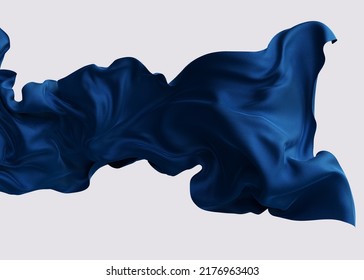 Blue Dynamic Cloth Silk Scarf Movement, Floating Fabric Background, 3d Rendering Elegant Silk Textiles Fly