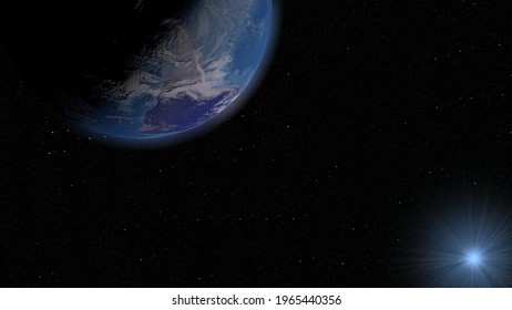 Blue Earth revolves around its axis on a black background in 3d. View our planet from outside.