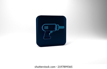 Blue Electric Drill Machine Icon Isolated On Grey Background. Repair Tool. Blue Square Button. 3d Illustration 3D Render.