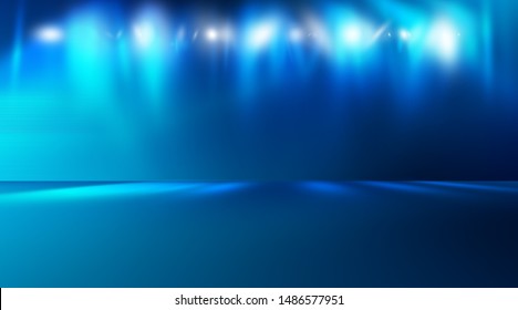 Blue empty room studio gradient with spotlight used for background and display your product