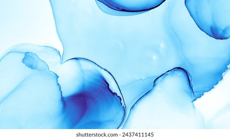 Blue Ethereal Ink. Cobalt Minimal Canvas. Ebru Simple Mandala. White Iridescent Backdrop. Blue Ethereal Ink. Sea Art. Liquid Watercolor Alcohol Fluid. Indigo Ocean Background.  Arkistokuvituskuva
