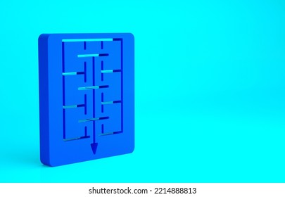 Blue Evacuation Plan Icon Isolated On Blue Background. Fire Escape Plan. Minimalism Concept. 3d Illustration 3D Render.