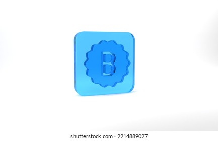 Blue Exam Paper With Incorrect Answers Survey Icon Isolated On Grey Background. Bad Mark Of Test Results. Glass Square Button. 3d Illustration 3D Render.