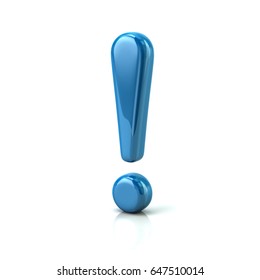 Blue Exclamation Point Sign 3d Illustration On White