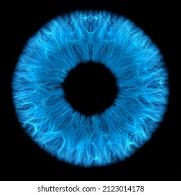 blue eye in the dark, cgi render image of iris