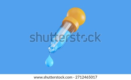 Blue Eye Dropper 3D Render with Laboratory Chemistry and Science Background