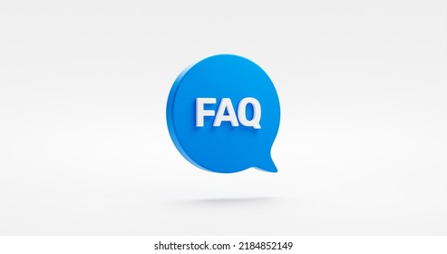 Blue Faq Icon 3d Bubble Message Isolated On White Background With Frequently Ask Question Symbol Help Support Problem Sign Or Customer Assistance Survey And Business Information Query Search Advice.