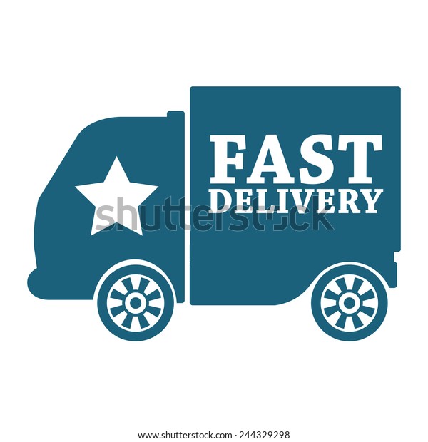 blue fast shipping icon, tag, label, badge, sign,\
sticker isolated on white\
