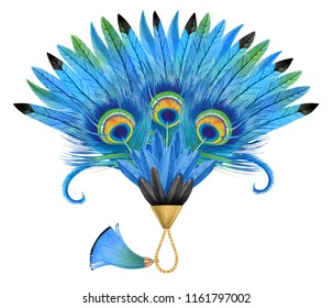 Blue Feather Fan