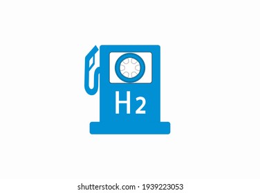 Blue Filling Station For H2 Hydrogen Logo