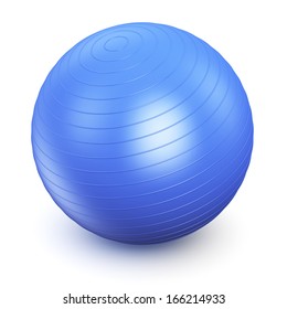 Blue Fitness Ball Isolated On White Background