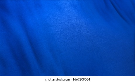 Blue Flag Cloth In Full Frame With Selective Focus. 3D Illustration Of Cerulean Azure Colored Garment With Clean Natural Linen Texture For Background Banner Or Wallpaper Use.