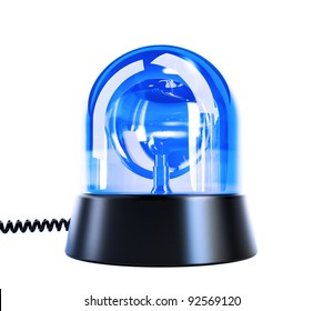 Blue Flashing Light On A White Background