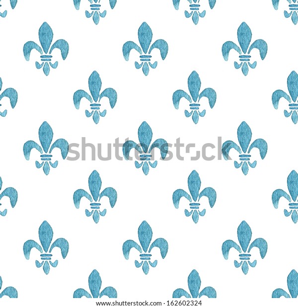 Blue Fleur De Lis Hand Drawn Stock Illustration 162602324