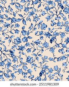 blue floral pattern, suitable for printing