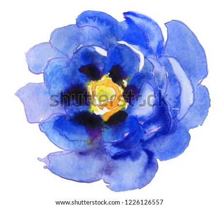 Blue flower, watercolor painting