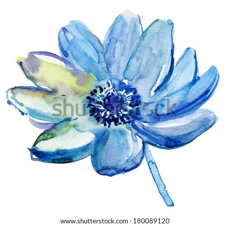 Blue  flower,watercolor painting