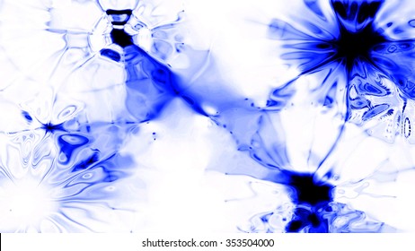 A blue fluid splatt on a white background.