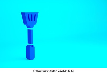 Blue Fly Swatter Icon Isolated On Blue Background. Minimalism Concept. 3d Illustration 3D Render.