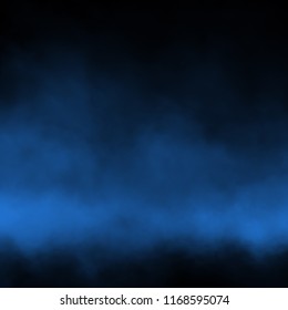 Blue Fog And Mist Effect On Black Stage Studio Showcase Room Background.