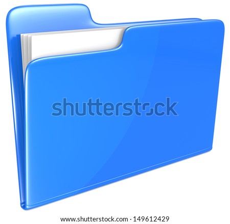 Blue Folder. Open folder with papers. Blue.