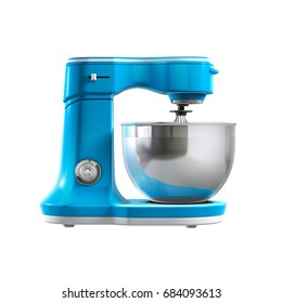 Blue Food Mixer On White Background 3d Rendering