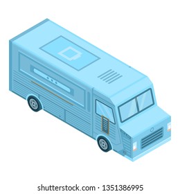 Blue Food Truck Icon. Isometric Of Blue Food Truck Icon For Web Design Isolated On White Background