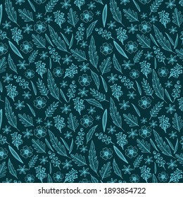 Blue Foral Pattern For Textile Design