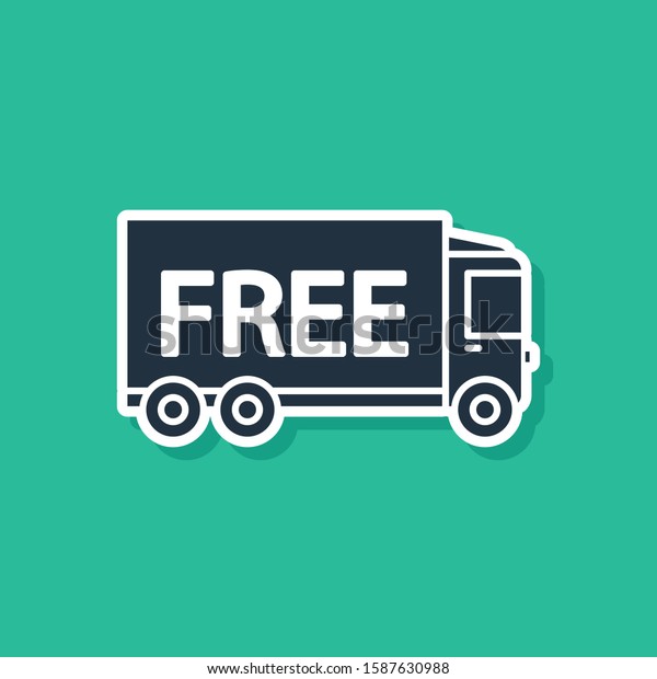 Blue Free delivery\
service icon isolated on green background. Free shipping. 24 hour\
and fast delivery. \
