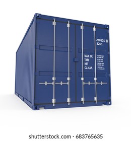 Blue Freight Shipping Container Isolated On Stock Illustration ...