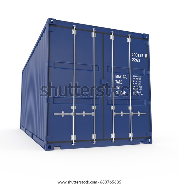 Blue Freight Shipping Container Isolated On Stock Illustration ...