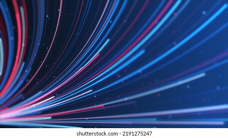 Blue Futuristic Stream. Digital Data Flow. Creative Abstract Background. Dynamic Pattern With Power Rays And Light. Transfer Texture Concept. Seamless Loop.