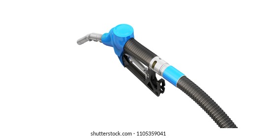 Blue Gasoline Pistol. Oil Dispenser. Refueling (fuel) Gun. 3d Illustration. Isolated On White Background.