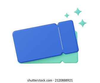 Blue Gift Coupon For A Sale. With An Empty Space For The Price. 3D Render.