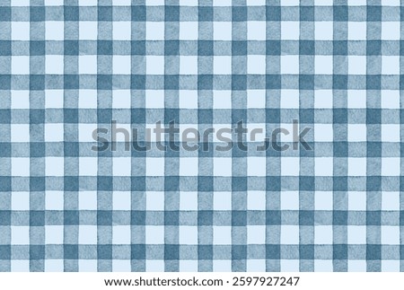 Blue gingham seamless pattern. brush strokes watercolor stripes for picnic table cloth background