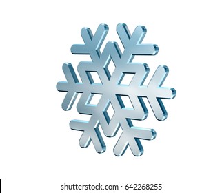 Blue Glass 3d Snowflake Isolated On White