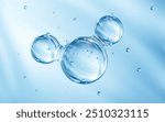 Blue glass spheres, abstract molecules, 3d rendering. 3d illustration.