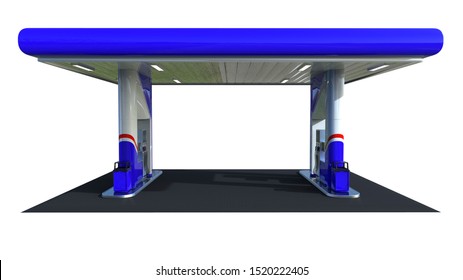 Blue Gloss Gas Station Canopy 3d Render 