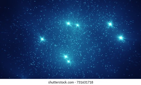 Blue glow particles. Computer generated abstract background