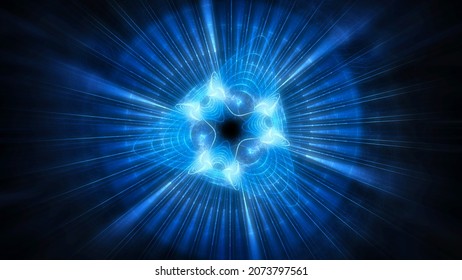 Blue glowing artificial intelligence, computer generated abstract background, 3D render
