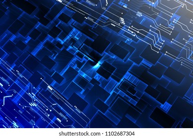 Blue Glowing Computer System Process Unit Stock Illustration 1102687304 ...