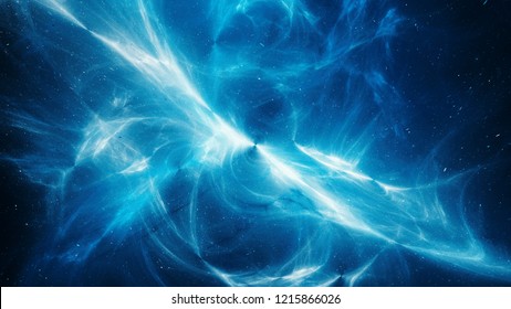 Blue glowing high energy plasma field in space, computer generated abstract background, 3D rendering