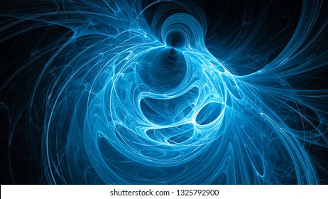 Blue Glowing High Energy Plasma Force Field Fractal, Computer Generated Abstract Background, 3D Rendering