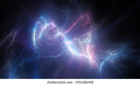Blue glowing high energy plasma energy field in space, computer generated abstract background, 3D rendering